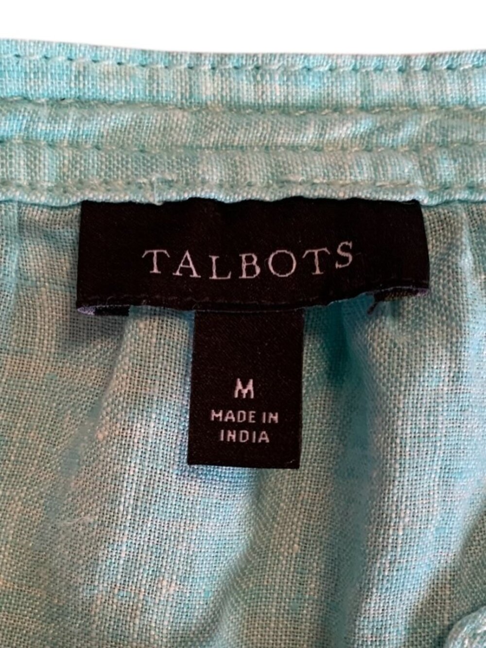 Talbots Light Turquoise Linen Top Womens Size M - Picture 4 of 7